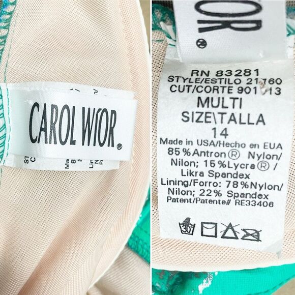 NWT Carol Wior Swimsuit Size 14 Multicolor One Piece Shaping Slimsuit USA Made - Picture 12 of 13